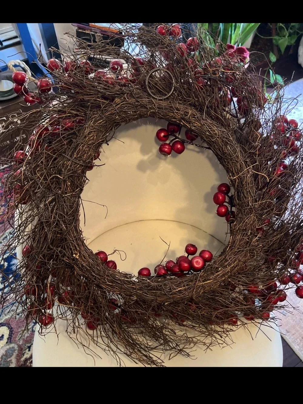 LARGE HOLIDAY CHRISTMAS RUSTIC ICED BERRY WREATH